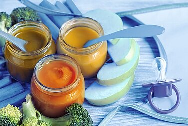 Baby food in jars.